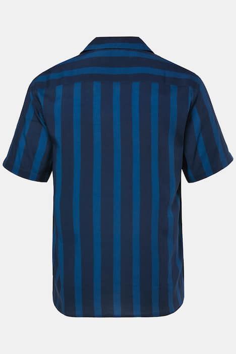 Chemise JP 1880 en viscose rayée, manches courtes et col cubain, coupe Cuba Fit - jusqu'au 8 XL