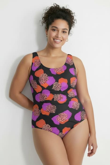Maillot de bain à motif léopard, sans coques souples, encolure ronde