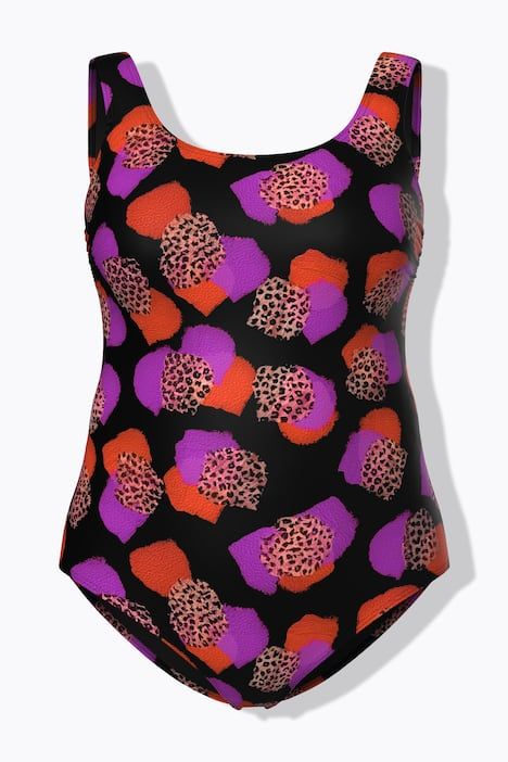 Maillot de bain à motif léopard, sans coques souples, encolure ronde