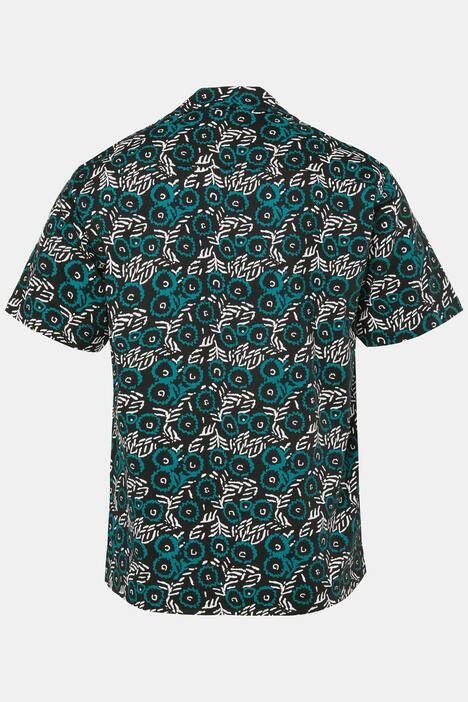 Chemise JP 1880 en jersey, manches courtes, col cubain et imprimé all-over, coupe Cuba-Fit - jusqu'au 8 XL