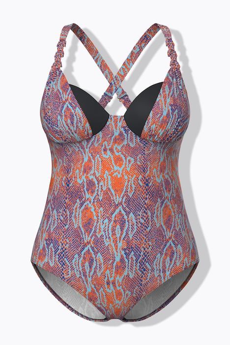 Maillot de bain avec armatures et coques souples, motif serpent, en matière recyclée