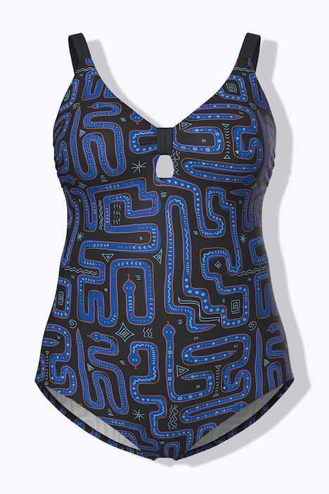 Maillot de bain avec bonnets souples, motif serpents, matière recyclée