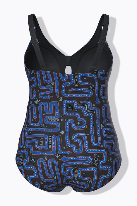 Maillot de bain avec bonnets souples, motif serpents, matière recyclée