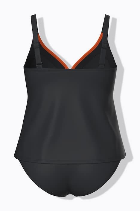 Tankini avec bonnets souples, bordure fantaisie et fronces, bretelles ajustables