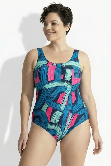 Maillot de bain sans bonnets souples, motif « coups de pinceau »