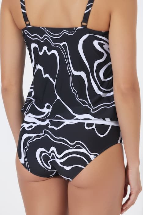 Tankini avec bonnets souples, bretelles ajustables et motif courbes