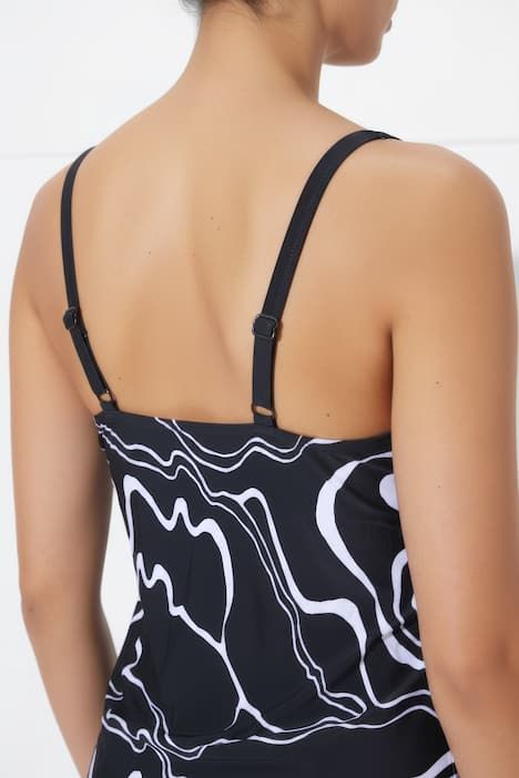 Tankini avec bonnets souples, bretelles ajustables et motif courbes