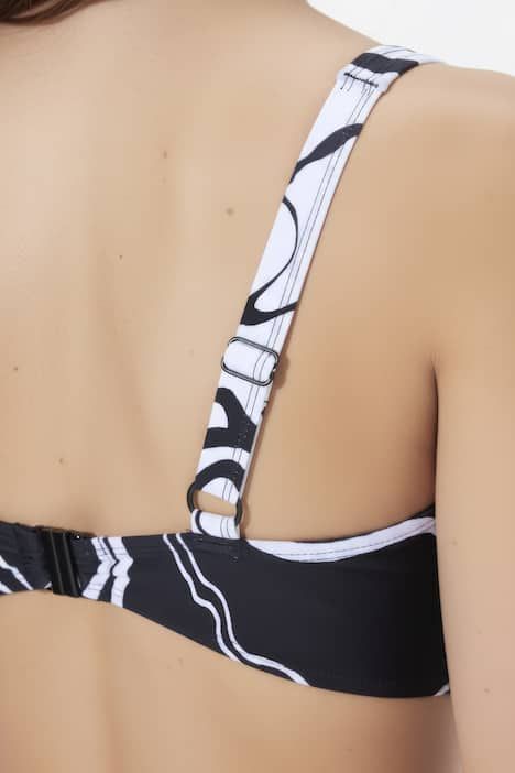 Bikini avec bonnets souples, bretelles ajustables et motif courbes