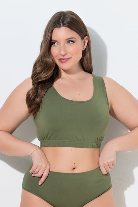 Lot de 2 brassières en coton bio, rayures/unie