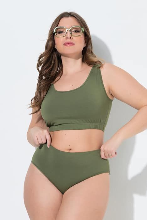 Lot de 2 culottes midi en coton bio, rayures/unie