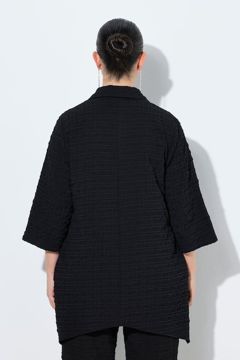 Veste col pelle à tarte et manches 3/4, coupe évasée, contient de la laine