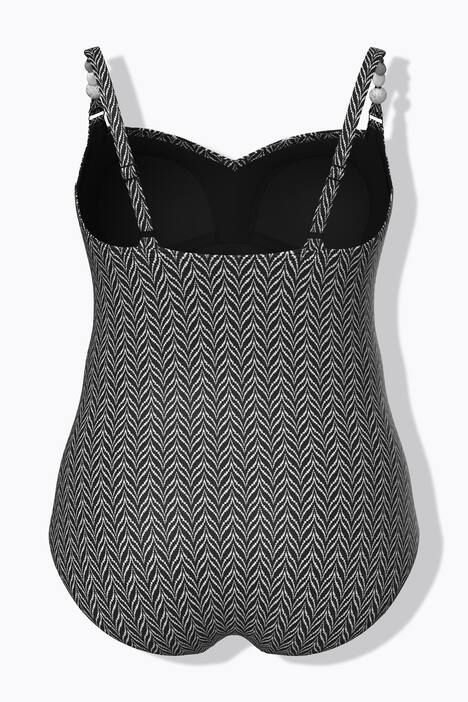 Maillot de bain à bonnets souples, drapé et matière texturée motif chevrons