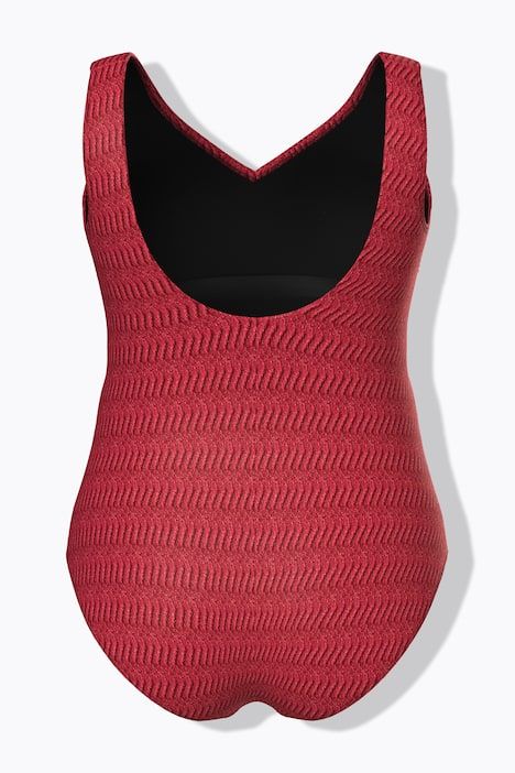 Maillot de bain sans bonnets souples, décolleté en V et matière texturée