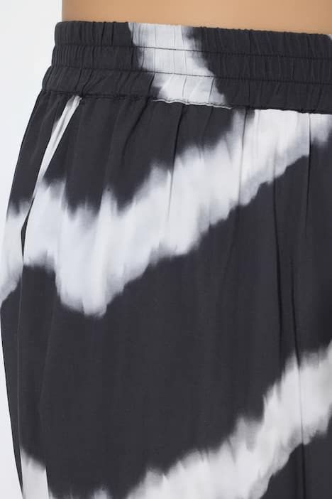 Pantalon Palazzo, motif à chevrons, jambe large et taille élastique