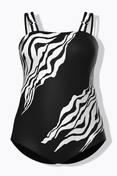 Maillot de bain à bonnets souples, bretelles triples de chaque côté et motif tigré en haut et en bas