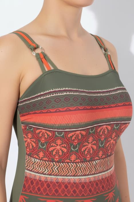 Maillot de bain à bonnets souples, motif bohème et matière recyclée