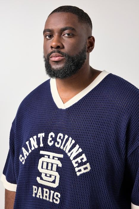 T-shirt STHUGE, maille en mesh, col en V et manches courtes - jusqu'au 8 XL