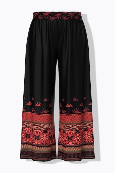 Pantalon palazzo avec bordure, jambe large et taille élastique
