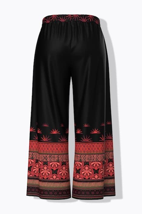 Pantalon palazzo avec bordure, jambe large et taille élastique