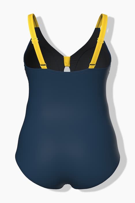 Maillot de bain motif citrons, bonnets souples et découpe « trou de serrure », matière recyclée