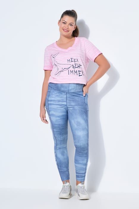 Legging lifestyle, imprimé denim, taille élastique