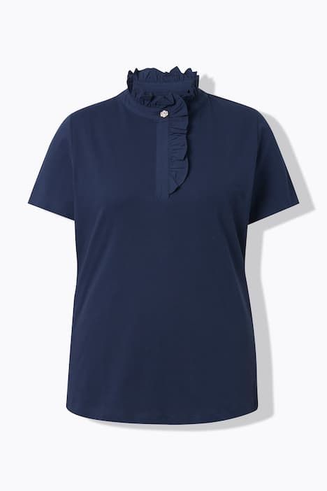 T-shirt avec ruchés et manches courtes, coupe Classic Fit