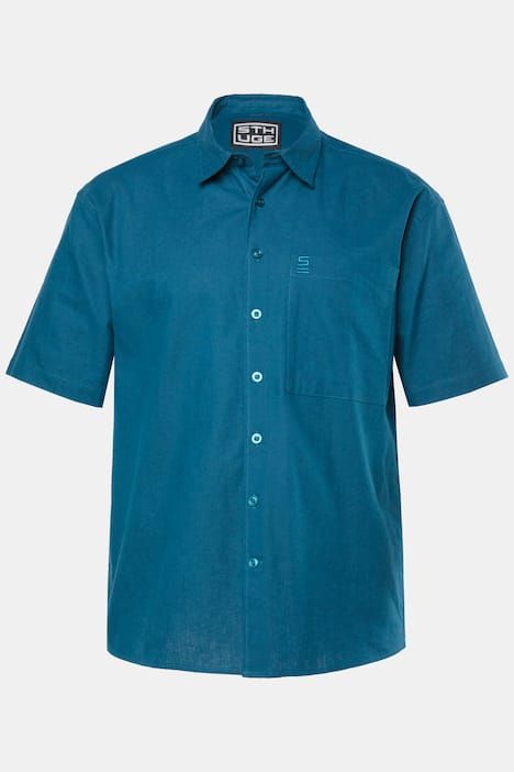 Chemise en lin mélangé STHUGE, manches courtes et col Kent, coupe Boxy Fit - jusqu'au 8 XL