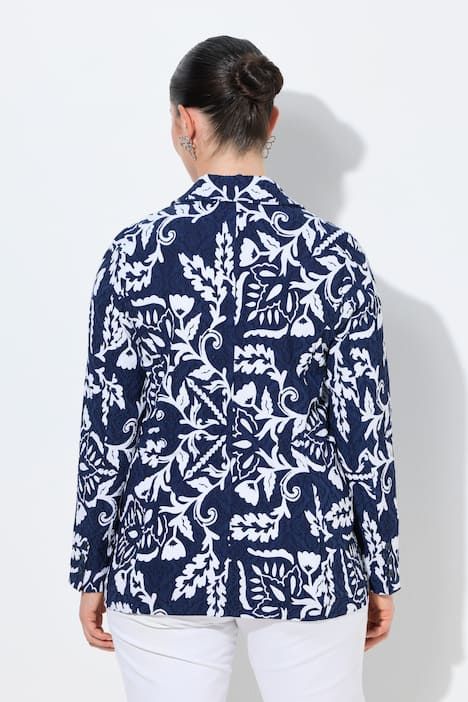 Blazer jacquard avec col à revers, fermeture à boutons et broderies