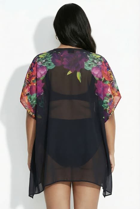 Tunique imprimé éléphants, décolleté en V et manches courtes, laçage