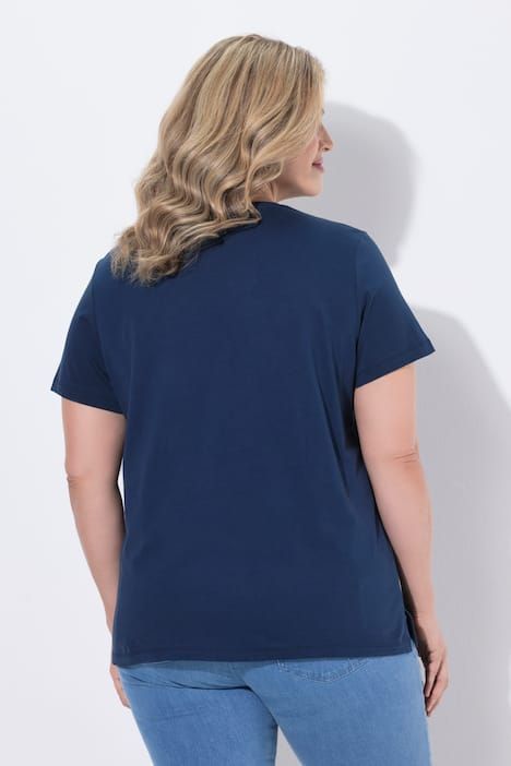 T-shirt en coton bio, poche poitrine en crochet, col rond et manches courtes