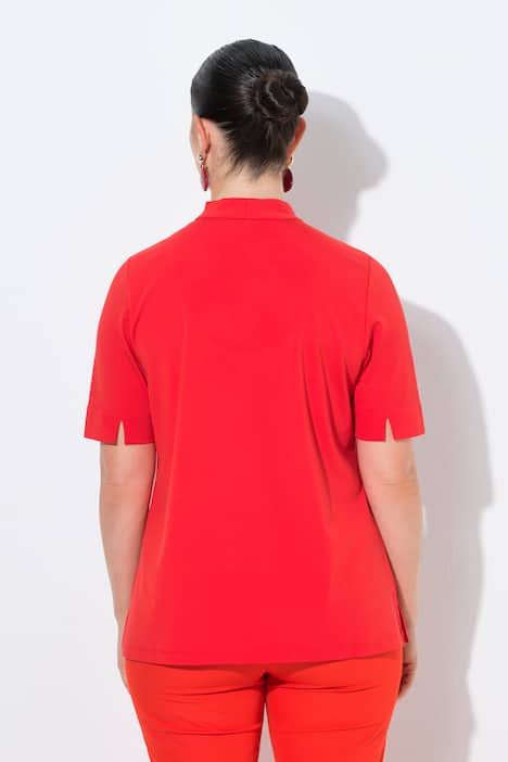 T-shirt à manches courtes, application, col calice avec encolure en V