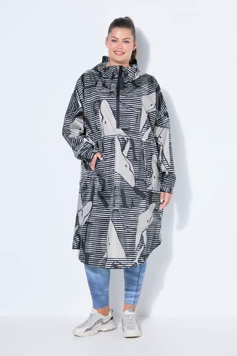 Poncho de pluie technique, modèle unisexe, capuche et logo poitrine