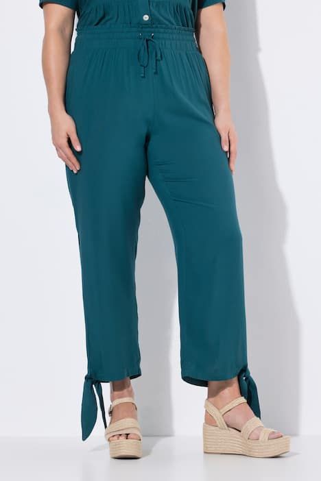 Pantalon Rose, jambe large avec ruban fantaisie, taille élastique