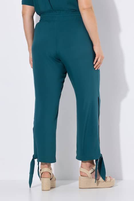 Pantalon Rose, jambe large avec ruban fantaisie, taille élastique