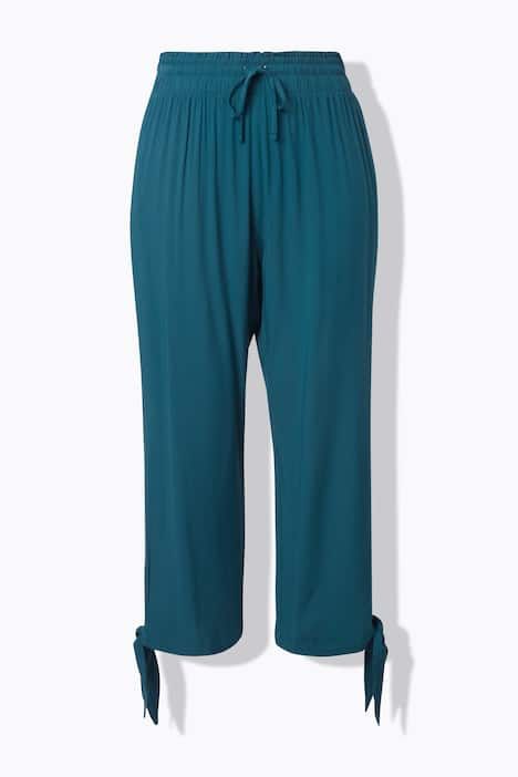 Pantalon Rose, jambe large avec ruban fantaisie, taille élastique