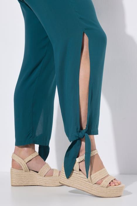 Pantalon Rose, jambe large avec ruban fantaisie, taille élastique