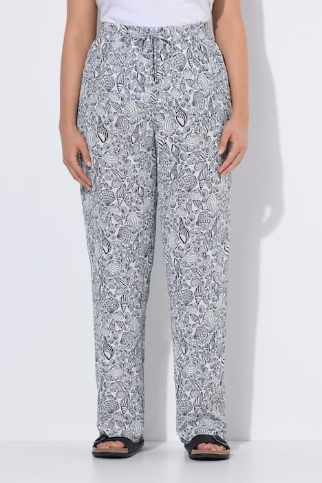 Pantalon Rose avec imprimé, jambe large et taille élastique