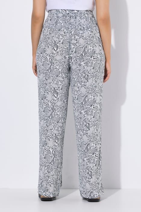 Pantalon Rose avec imprimé, jambe large et taille élastique