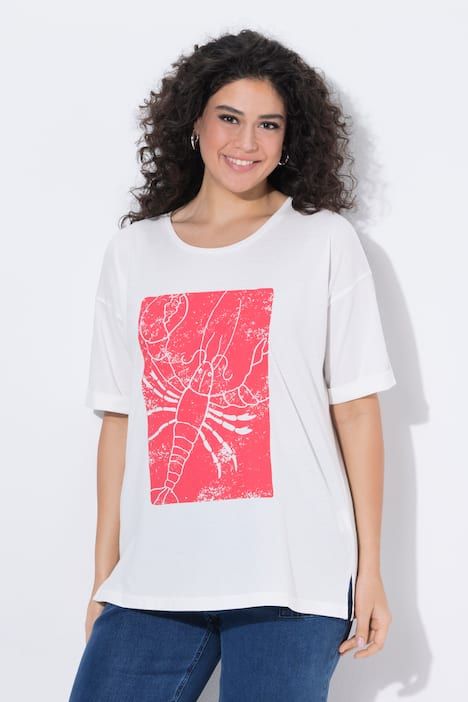 T-shirt en modal mélangé, motif homard, décolleté rond et manches courtes