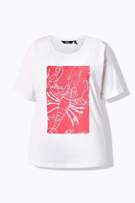T-shirt en modal mélangé, motif homard, décolleté rond et manches courtes