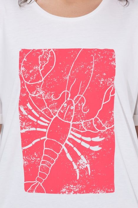 T-shirt en modal mélangé, motif homard, décolleté rond et manches courtes