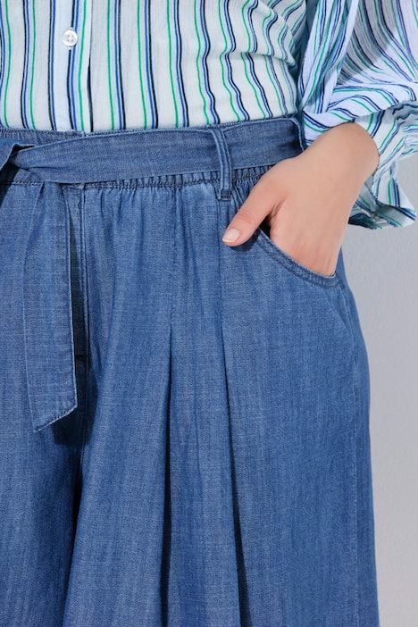 Jupe-culotte en Lyocell mélangé, jambe ultra-large et taille élastique