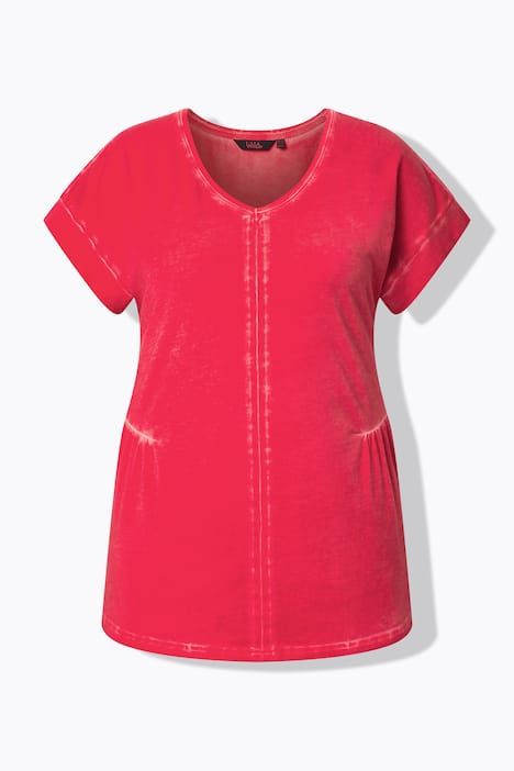 T-shirt oversize, décolleté en V et manches courtes, délavage cold dyed