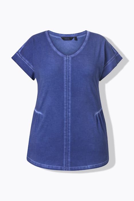 T-shirt oversize, décolleté en V et manches courtes, délavage cold dyed