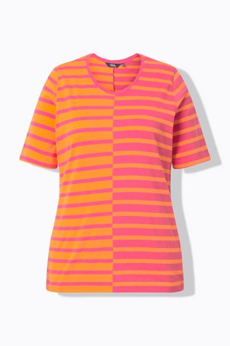 T-shirt à rayures, en modal mélangé, décolleté rond et manches courtes, coupe Classic Fit