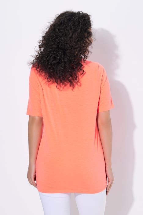 T-shirt brodé, décolleté rond et manches courtes, coupe évasée