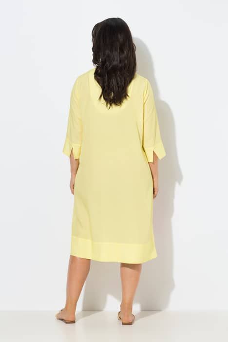 Robe midi en Lyocell, motif floral, col calice et manches 3/4