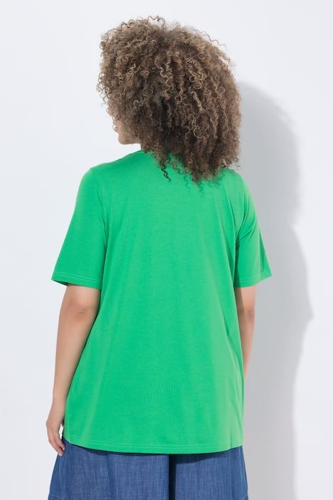 T-shirt en modal mélangé, motif citrons, décolleté rond et manches courtes, coupe évasée