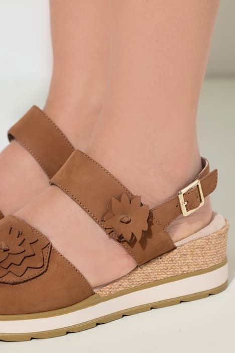 Sandales en cuir Caprice, fleurs et fermeture à scratch- largeur G