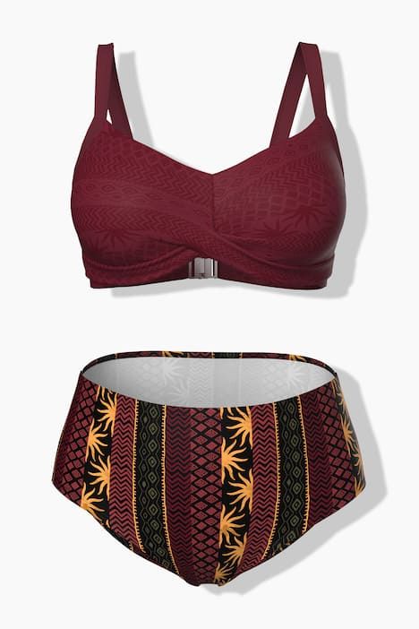 Bikini motif bohème, avec bonnets souples, bretelles ajustables et matière recyclée